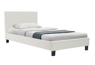 Κρεβάτι Nevil pakoworld 100x200 PU χρώμα λευκό ματ