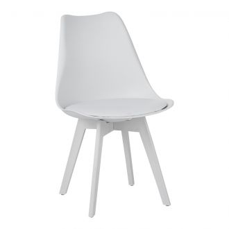 Καρέκλα Gaston I pakoworld PP-PU σε λευκή απόχρωση 48.5x53.5x81.5εκ