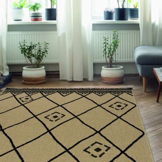 Beauty Home Χαλί ψάθα με κρόσια Sol Art 9757 Μπεζ 133x190