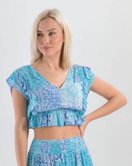 Inart TOP/ΜΠΛΟΥΖΑΚΙ ΜΠΛΕ ΓΑΛΑΖΙΟ M/L