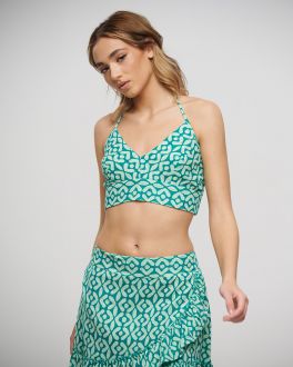 Inart ΤΟΠ ΔΕΤΟ ΠΡΑΣΙΝΟ/ΛΕΥΚΟ ONE SIZE (100% COTTON)