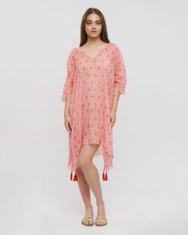 Inart ΚΑΦΤΑΝΙ ΡΟΖ ΜΕ ΣΧΕΔΙΑ ONE SIZE (100% COTTON)