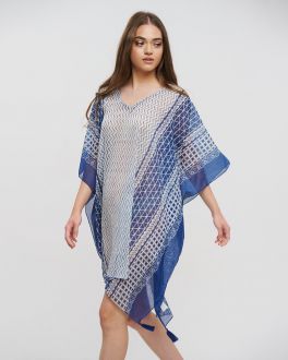 Inart ΚΑΦΤΑΝΙ ΜΠΛΕ/ΛΕΥΚΟ ΜΕ ΣΧΕΔΙΑ ONE SIZE (100% COTTON)