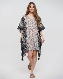Inart ΚΑΦΤΑΝΙ ΜΑΥΡΟ/ΛΕΥΚΟ ΜΕ ΣΧΕΔΙΑ ONE SIZE (100% COTTON)