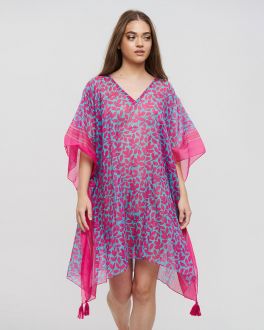 Inart ΚΑΦΤΑΝΙ ΦΟΥΞΙΑ/ΓΑΛΑΖΙΟ ΜΕ ΣΧΕΔΙΑ ONE SIZE (100% COTTON)