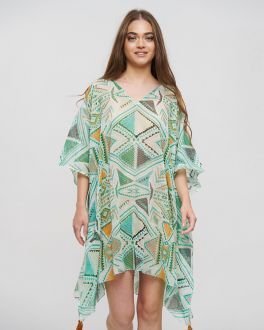 Inart ΚΑΦΤΑΝΙ ΠΡΑΣΙΝΟ/ΛΕΥΚΟ/ΓΚΡΙ ΜΕ ΣΧΕΔΙΑ ONE SIZE (100% COTTON)