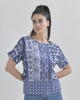 Inart ΜΠΛΟΥΖΑ ΛΕΥΚΗ/ΜΠΛΕ S/M (RAYON)