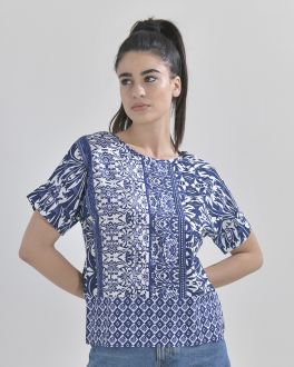 Inart ΜΠΛΟΥΖΑ ΛΕΥΚΗ/ΜΠΛΕ M/L (RAYON)