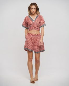 Inart ΤΟΠ ΚΟΝΤΟ ΔΕΤΟ ΚΟΚΚΙΝΟ/ΛΕΥΚΟ/ΜΑΥΡΟ ONE SIZE (100% COTTON)