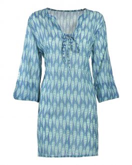 Inart ΚΑΦΤΑΝΙ/TUNIC ΜΠΛΕ ΜΕ ΨΑΡΙΑ M/L (100% COTTON)