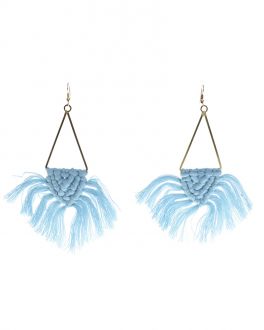 Inart ΣΚΟΥΛΑΡΙΚΙΑ MACRAME ΤΥΡΚΟΥΑΖ ΜΕ ΦΟΥΝΤΕΣ