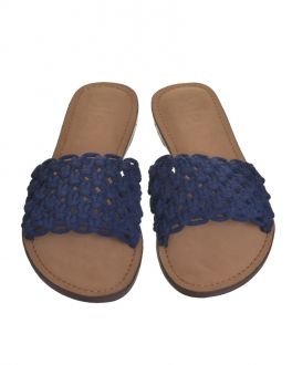 Inart ΣΑΝΔΑΛΙ ΔΕΡΜΑΤΙΝΟ MACRAME ΜΠΛΕ (EU 38)